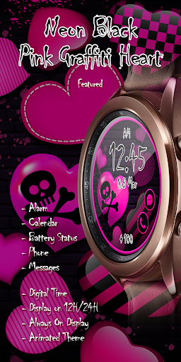 Android application Pink Graffiti Heart_Watchface screenshort