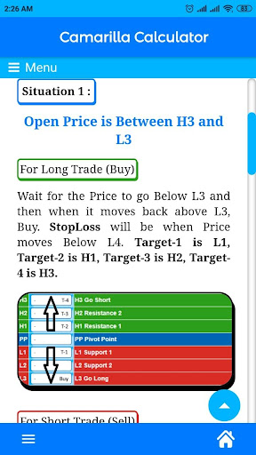 Camarilla Calculator Screen 2