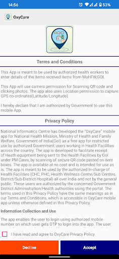 Android application OxyCare screenshort