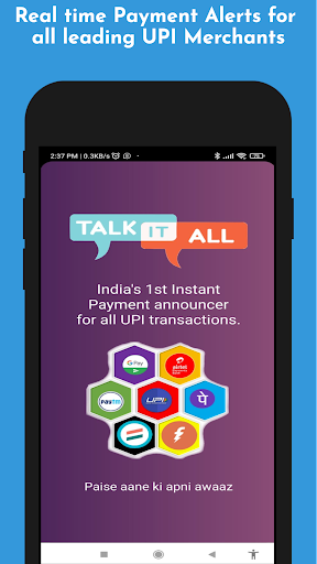Android application TalkItAll UPI Voice Announcer screenshort
