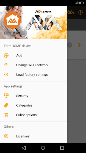 Android application EntraHOME screenshort