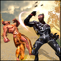 Panther superhero vs criminal battle