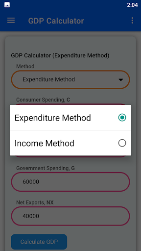 GDP Calculator Screen 2