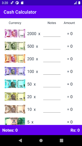 Android application Cash Counter - Rupees Calc screenshort