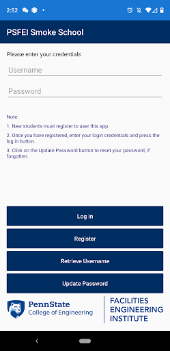 Android application PSFEI Smoke School Test screenshort