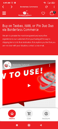 Android application Borderless Commerce screenshort