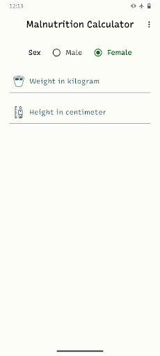 Android application Malnutrition Grade Calculator screenshort