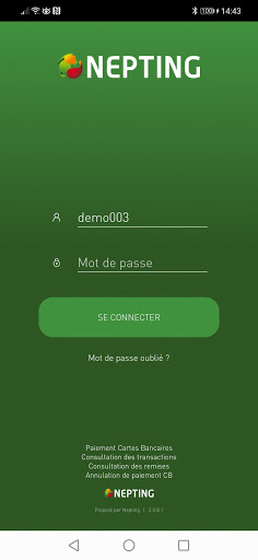 Android application NEPTING MPOS D200 screenshort