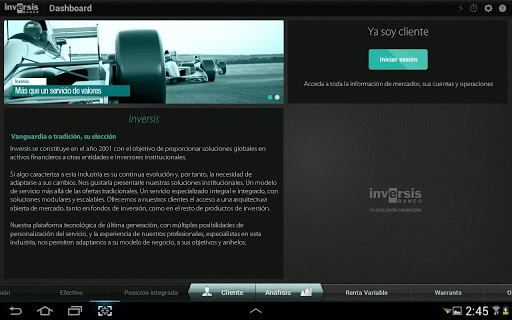 Android application Inversis Banco screenshort