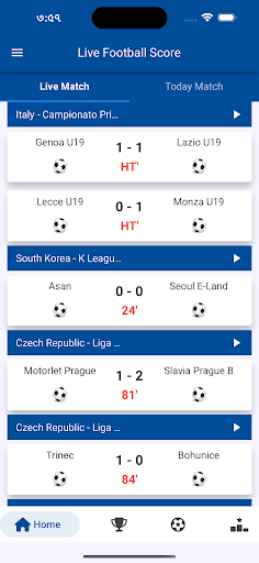 Android application Football live scores screenshort