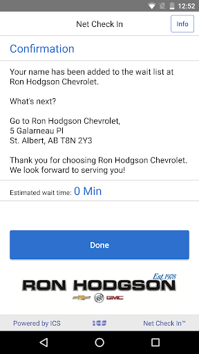 Ron Hodgson Chevrolet Check In Screen 3