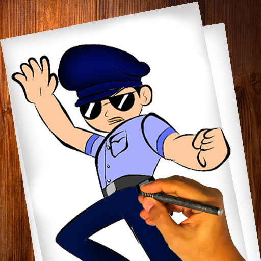 how to draw police cartoon and color