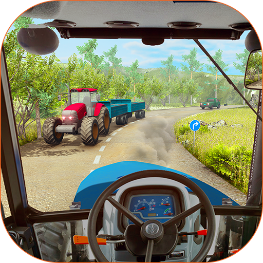 Tractor Driving UpHill Farming logo
