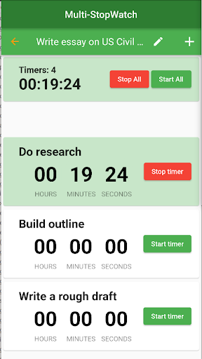 Android application Multi-StopWatch screenshort