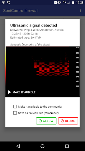 Android application SoniControl screenshort