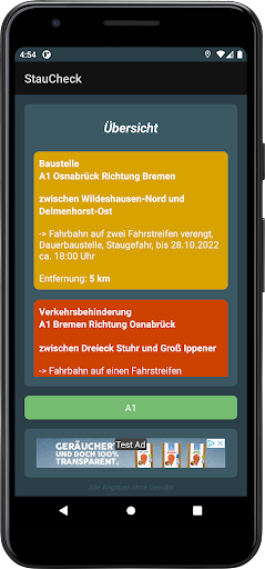 Android application StauCheck - Autobahn & Verkehr screenshort
