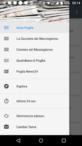Android application Puglia notizie locali screenshort