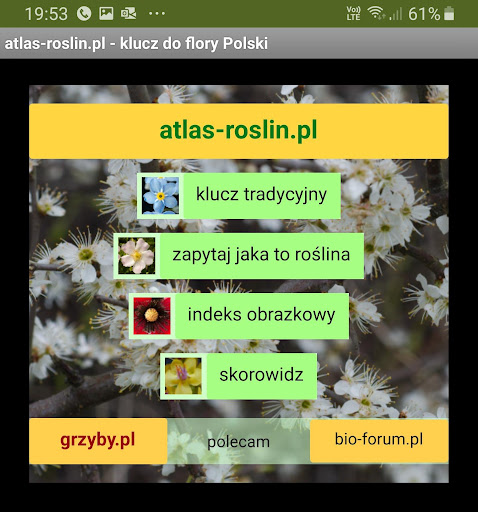 Android application atlas-roslin.pl klucz do flory screenshort