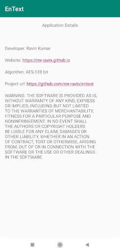 EnText - encrypts text. Screen 2