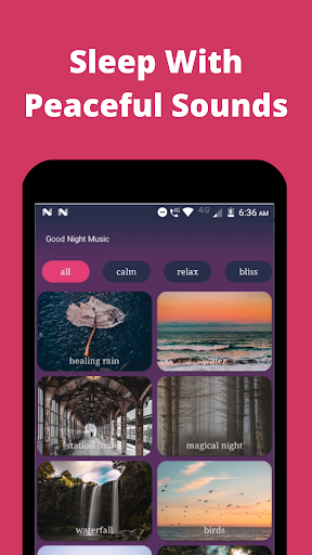 Android application sleep music screenshort