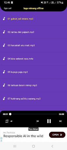 Android application Lagu minang offline screenshort