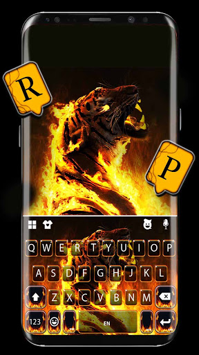 Android application Fiery Tiger Keyboard Backgroun screenshort