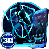 Neon Blue Superhero 3D Theme icon
