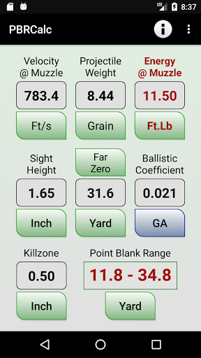 Android application PBRCalc screenshort