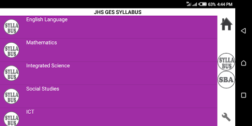 Android application GES JHS Syllabus + SBA screenshort
