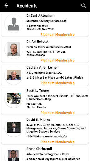 Android application Expert Witness Directory screenshort