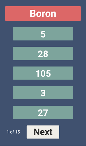 Chemical elements quiz Screen 3