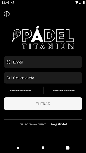 Android application Padel Titanium screenshort