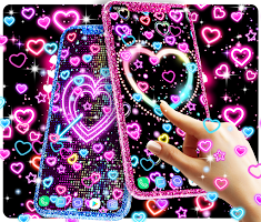 Neon hearts live wallpaper