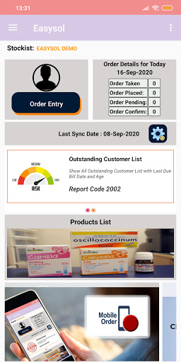 Android application EasySol Order screenshort