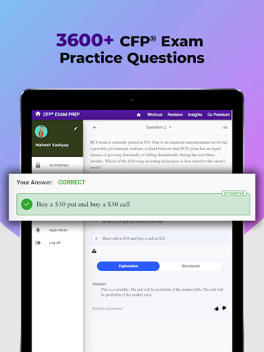 Screenshot of CFP Exam Prep App by Achieve