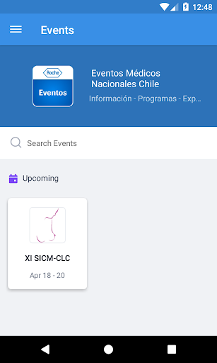 Android application Eventos Médicos screenshort