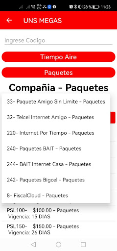 Android application UNS MEGAS RECARGAS screenshort