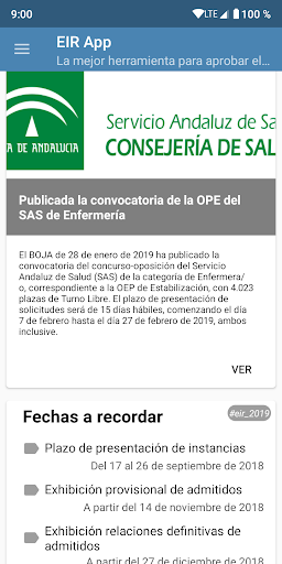 Android application EIR App Enfermería screenshort