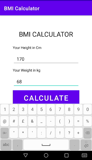BMI Calculator Screen 3