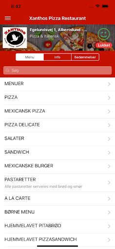 Android application Xanthos Pizza Restaurant screenshort
