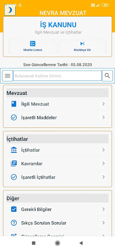 Android application İş Kanunu screenshort