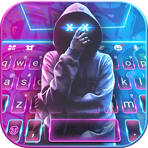Neon Mask Man Keyboard Backgro logo