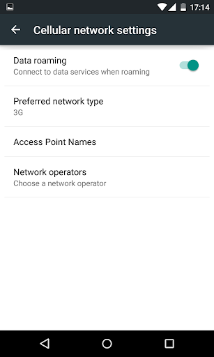 Roaming Switch ON / OFF Screen 3