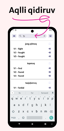 Android application Noto'g'ri fe'llar jadvali screenshort