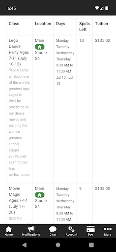 Elevate Dance Center Screen 3