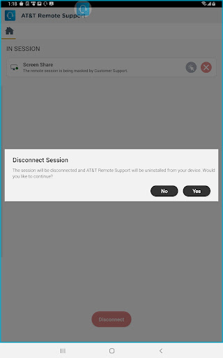 Screenshot of AT&T Remote Support