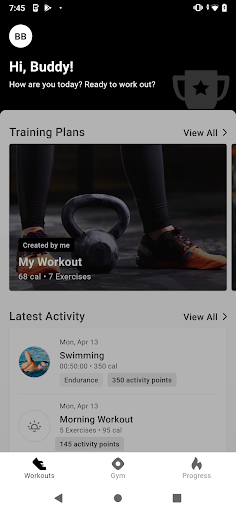 Android application BLOCK Gym screenshort