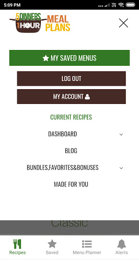 Android application 5 dinners 1 hour screenshort