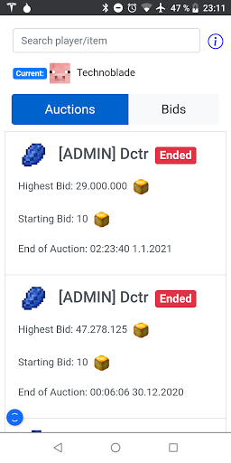 Skyblock Auction House History Screen 2