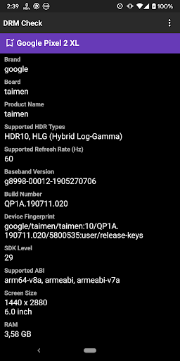 DRM Check - DRM Info Screen 2